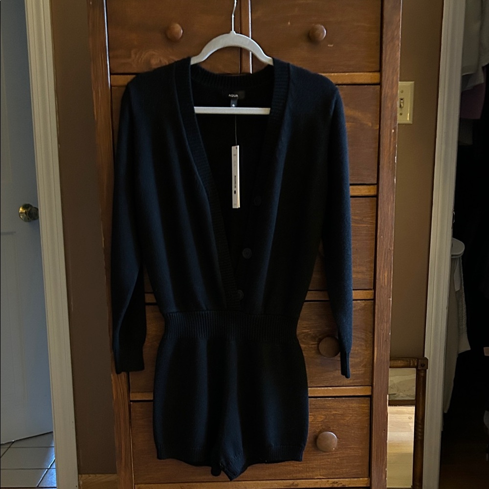 Aqua Black Knit Garment